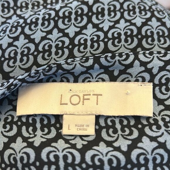 Loft light dark blue long rollable sleeve blouse Size L EUC - Picture 7 of 8
